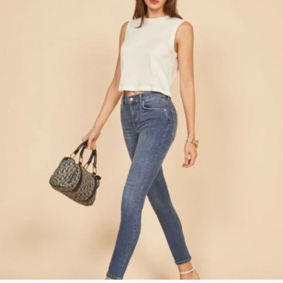 Reformation Denim - Reformation High & Skinny Ankle Jeans in Geneva Wash Size 26